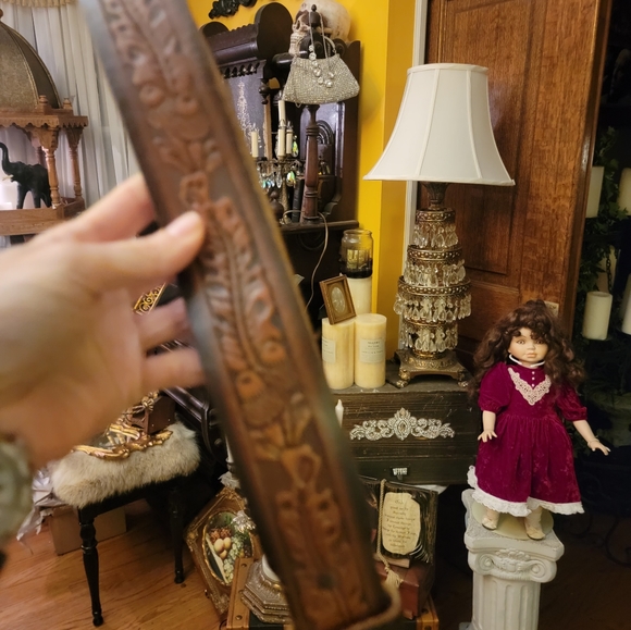 VINTAGE Tex made embossed GENUINE Leather Belt 32 Levi Buckle SNAP OFF western r - Picture 1 of 16